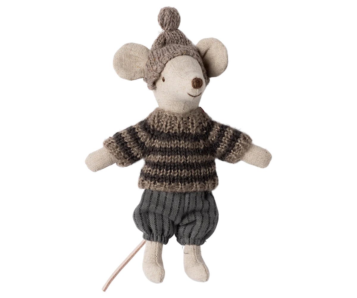 Maileg Winter mouse with ski set, Big brother - Grey - Caitly