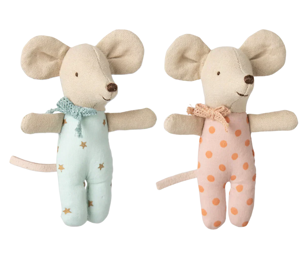 Maileg Twins, Baby Mice in Matchbox Stars/Dots - Caitly