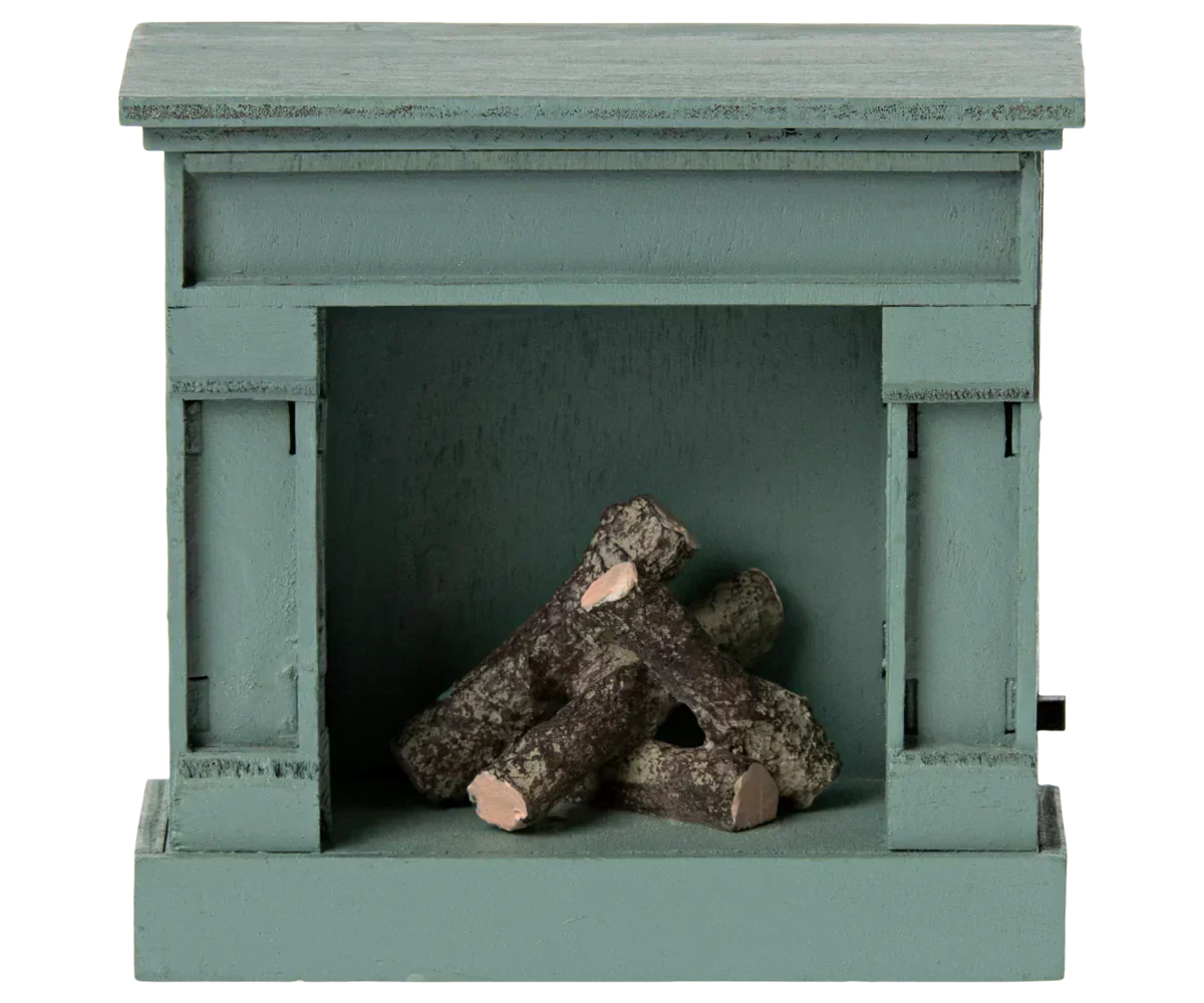 Maileg Fireplace, Mouse - Blue - Caitly