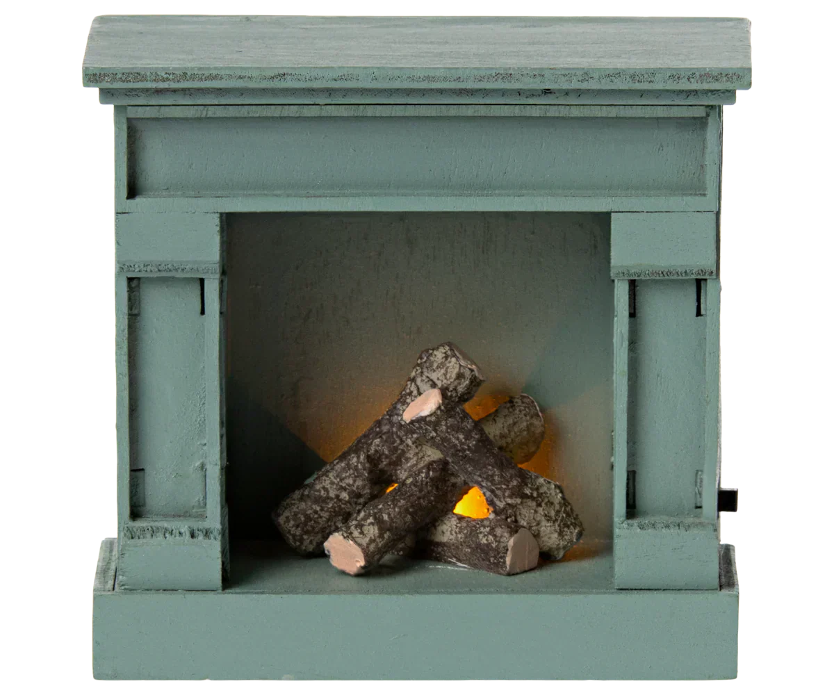 Maileg Fireplace, Mouse - Blue - Caitly