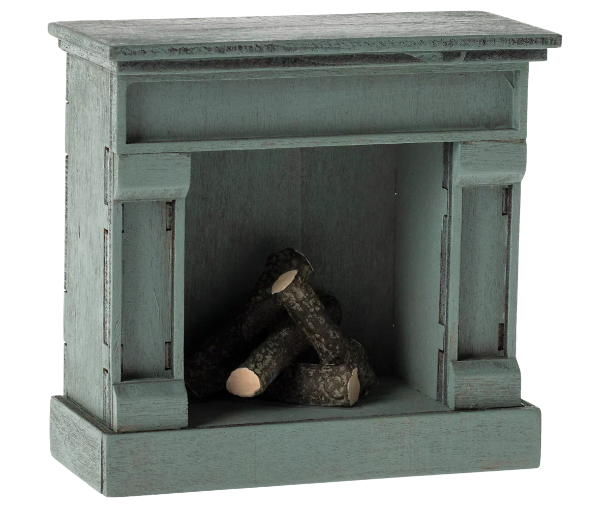 Maileg Fireplace, Mouse - Blue - Caitly