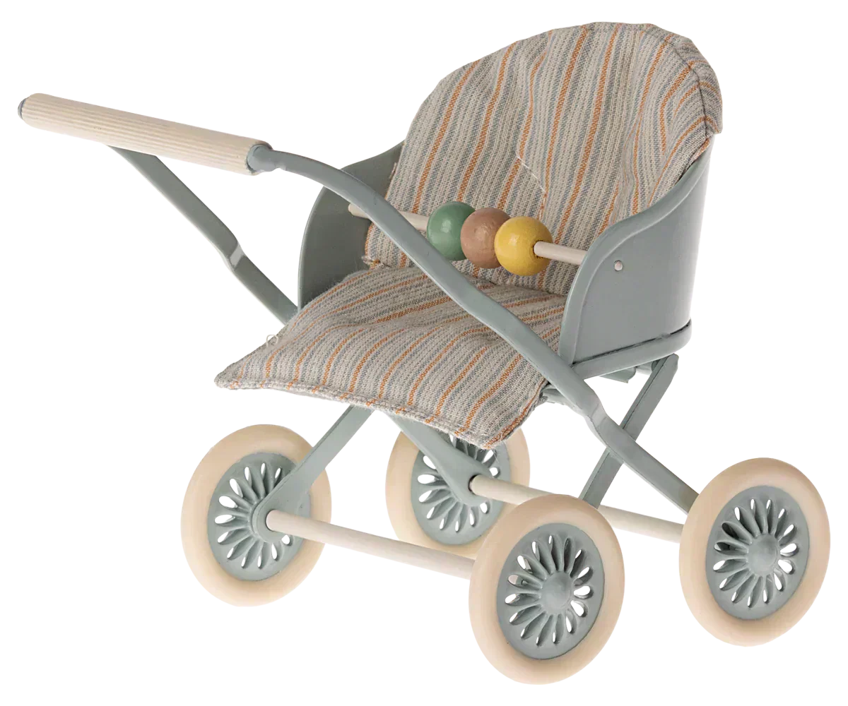 Maileg Stroller, Baby Mice- Blue - Caitly