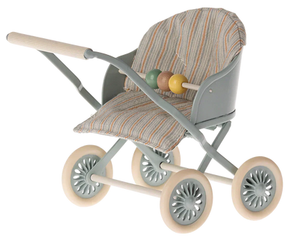 Maileg Stroller, Baby Mice- Blue - Caitly