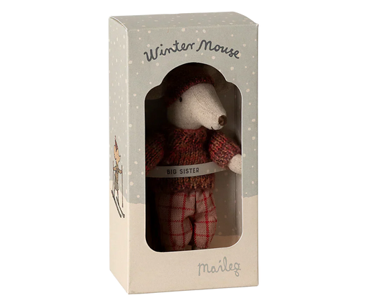 Maileg Winter mouse with ski set, Big sister - Rose - Caitly