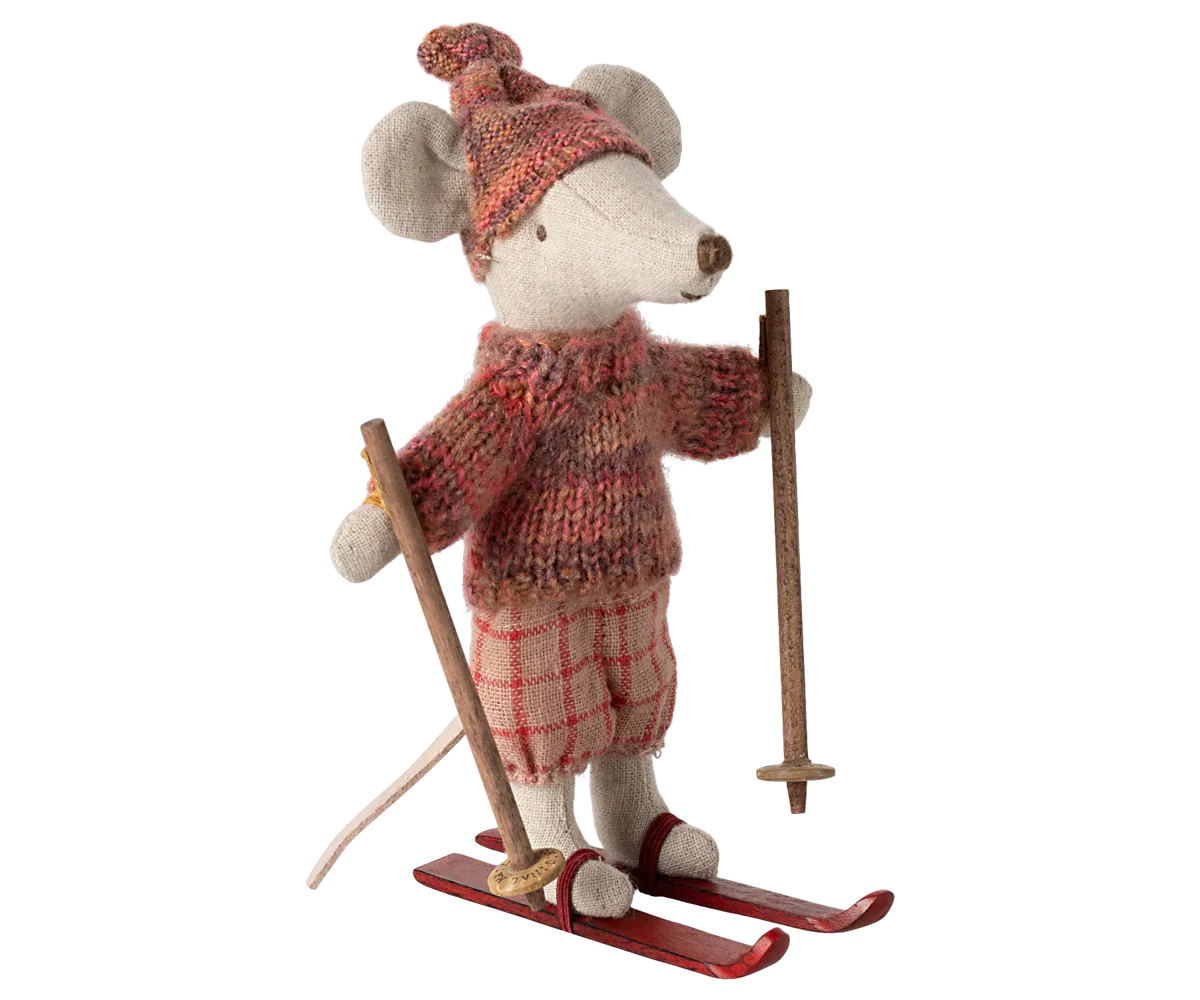 Maileg Winter mouse with ski set, Big sister - Rose - Caitly