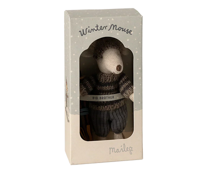 Maileg Winter mouse with ski set, Big brother - Grey - Caitly