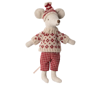 Maileg Winter mouse with ski set, Mum - Red - Caitly