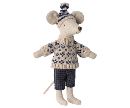 Maileg Winter mouse with ski set, Dad - Blue - Caitly