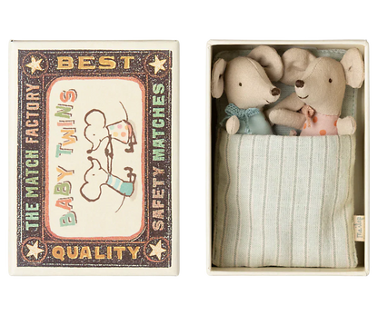 Maileg Twins, Baby Mice in Matchbox Stars/Dots - Caitly