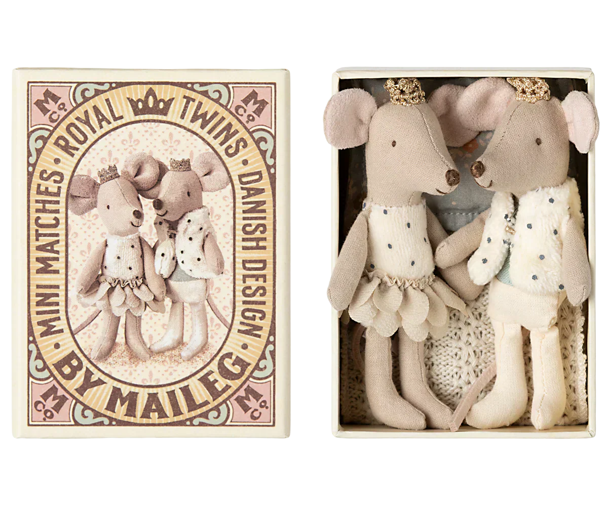 Maileg Royal Twins in Box Little Brother & Sister in Matchbox - Caitly