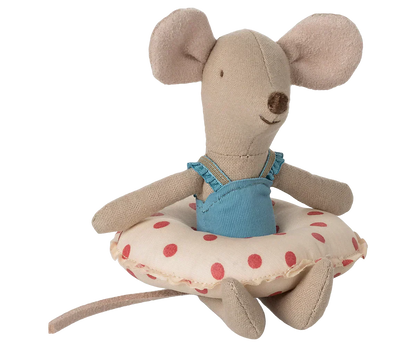 Maileg Beach mouse with float, Little sister - Red dot