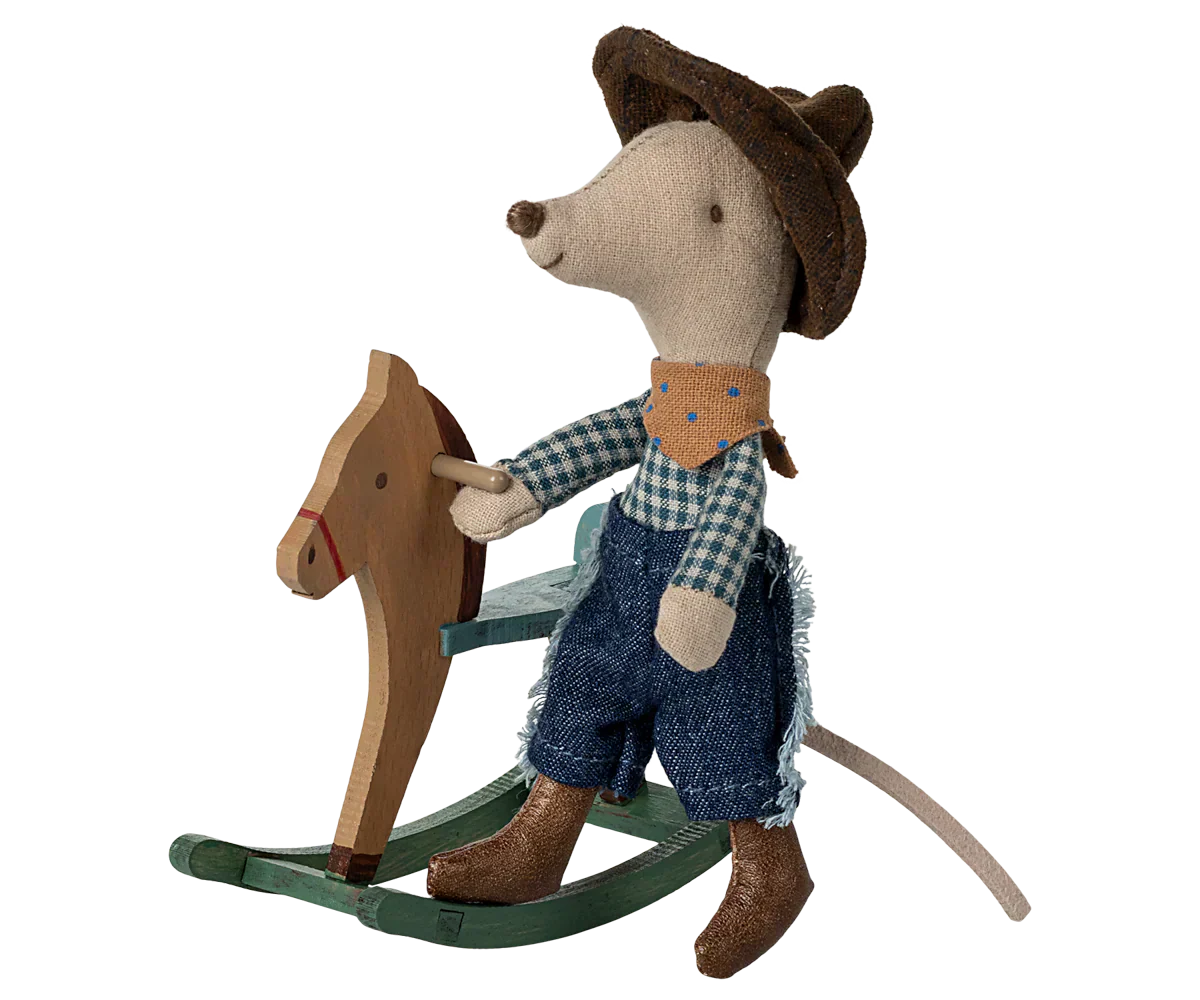 Maileg Cowboy mouse on rocking horse, Little brother - Caitly