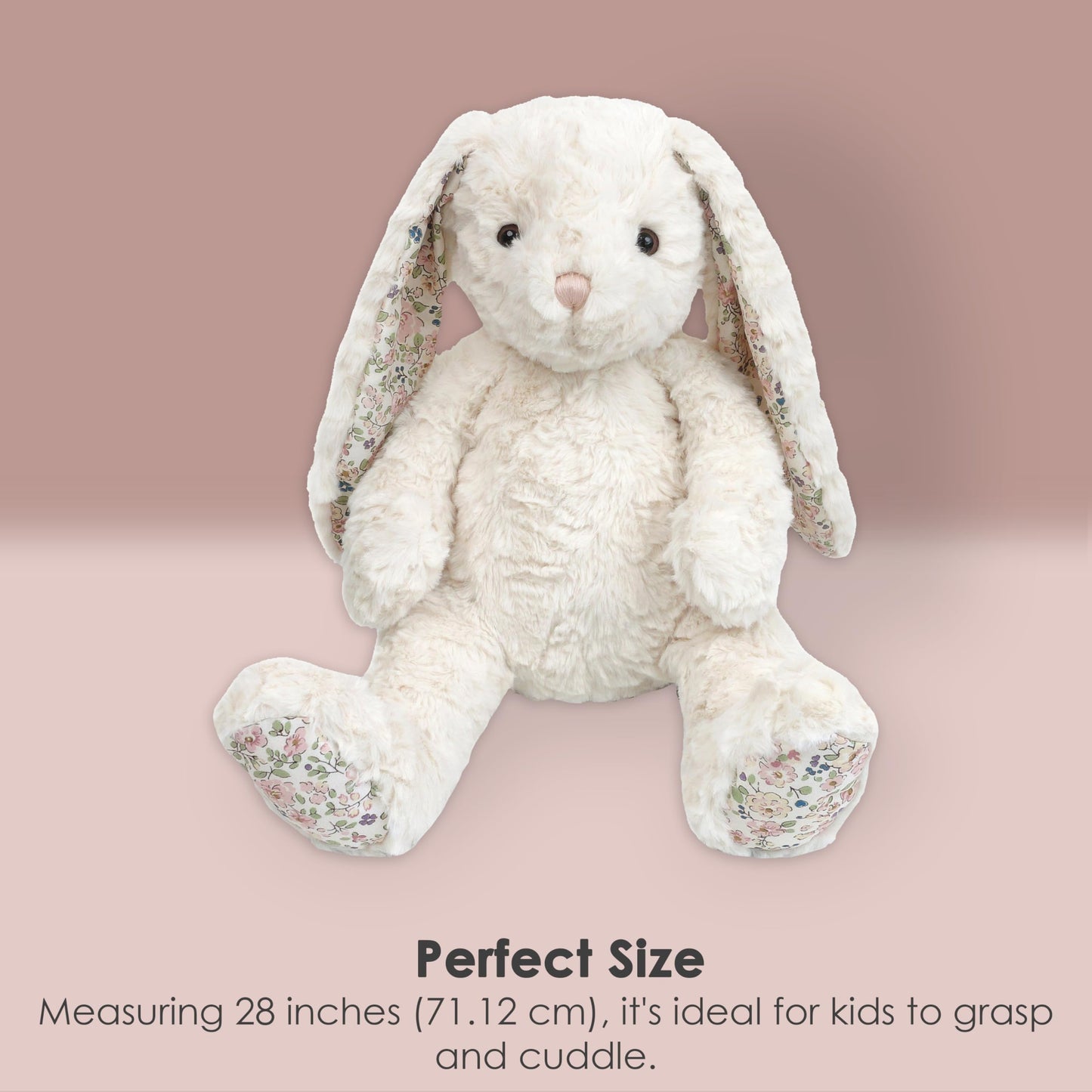 Mon Ami Faith Cream Floral Bunny Plush Toy - Caitly
