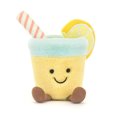 Jellycat Amuseables Lemonade plush toy with bright yellow lemon shape and soft fabric, perfect for playful cuddling and decoration.