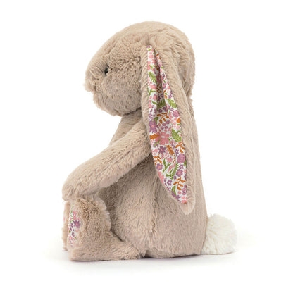 Jellycat Blossom Beige Bunny "Petal" Medium plush toy with soft fabric and floppy ears, perfect for cuddling and play.
