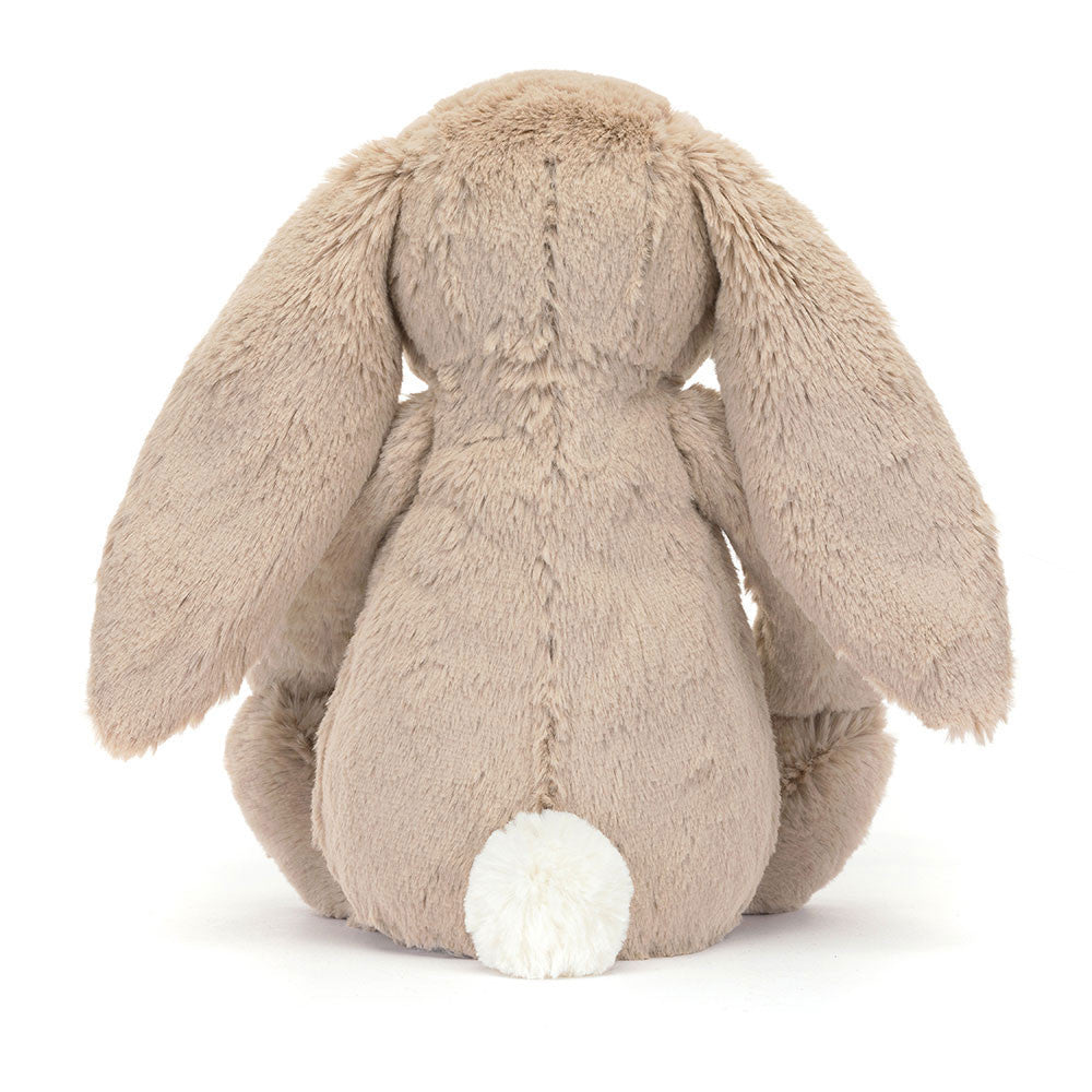 Medium Blossom Beige Bunny "Petal" Jellycat plush toy with soft fabric and adorable bunny design, perfect for cuddling.