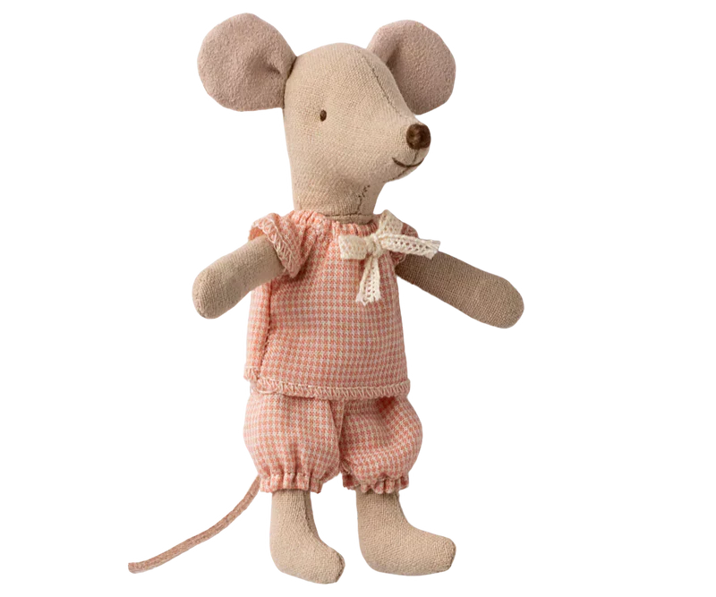 Maileg Princess Mouse, Little sister in Matchbox - Gingham Set - Caitly