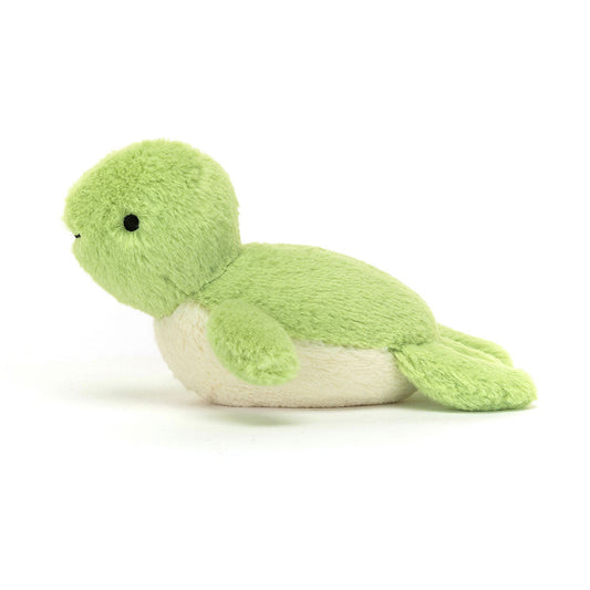 Soft Jellycat Fluffy Turtle plush toy with detailed shell and gentle facial expression, perfect for cuddling and play.