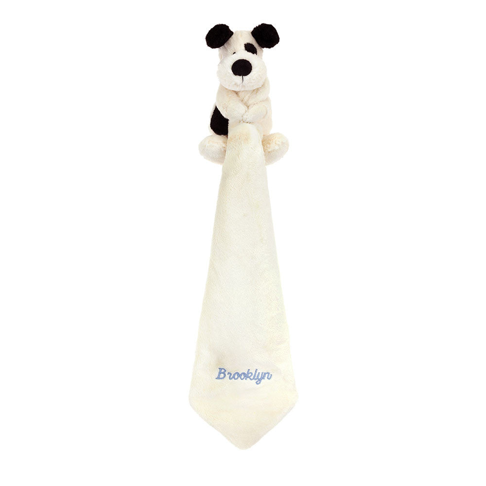 Personalised Bashful Black & Cream Puppy Soother - Caitly