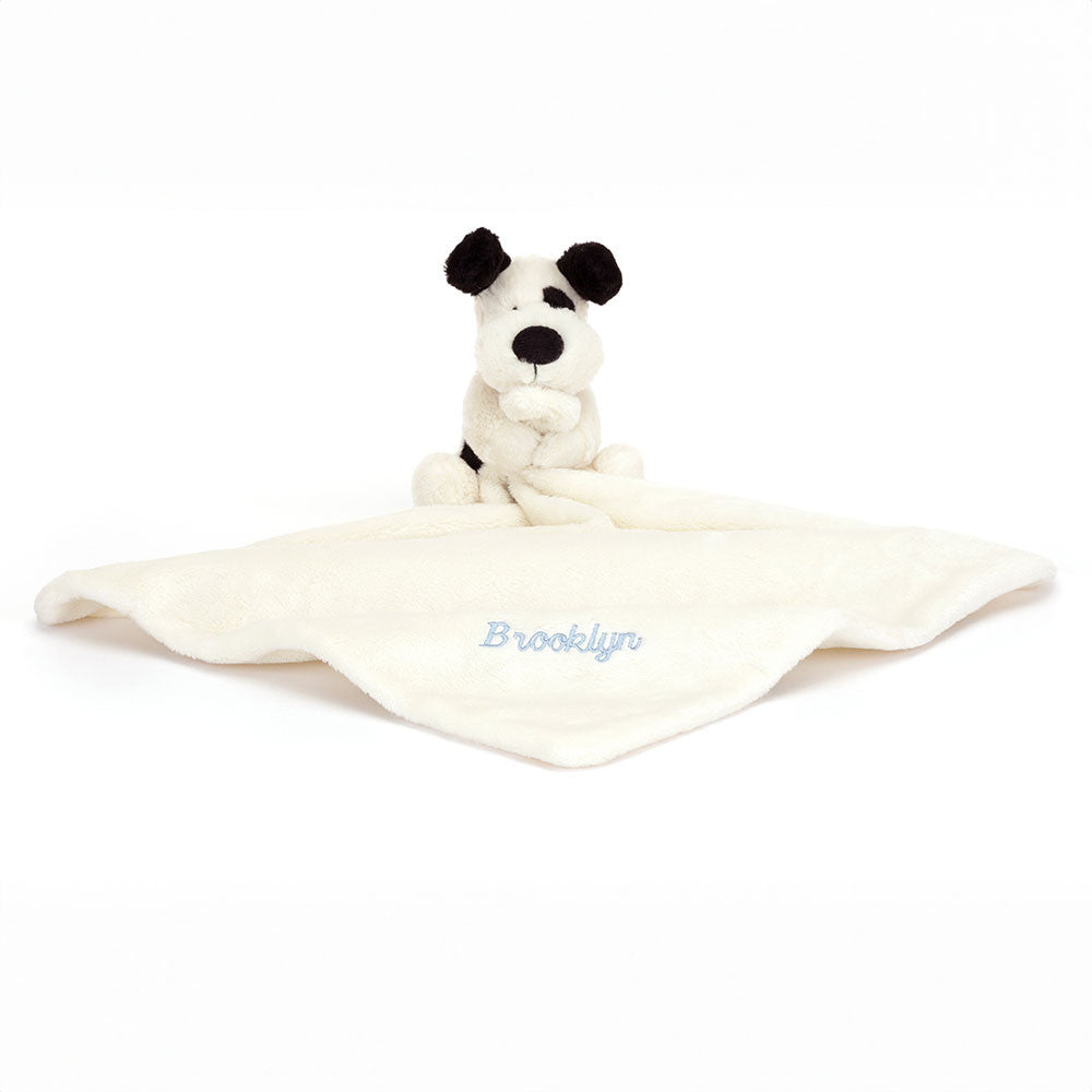 Personalised Bashful Black & Cream Puppy Soother - Caitly