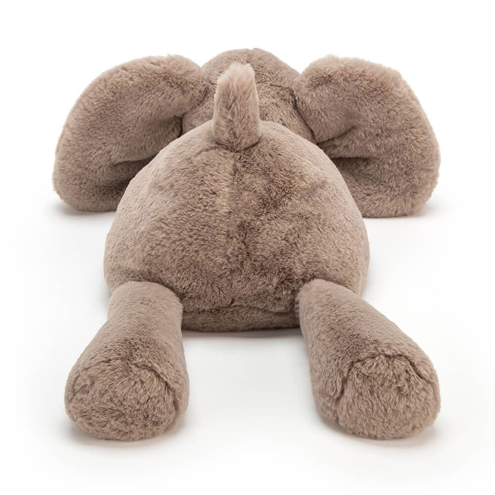 Tiny Smudge Elephant plush toy by Jellycat, featuring soft fur and floppy ears, perfect for playtime and cuddles.