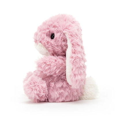 Pink Jellycat Yummy Bunny Tulip Play plush toy with soft fabric and adorable bunny face, perfect for cuddling and play.