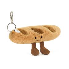 Jellycat Amuseables Baguette Bag Charm in playful jellybean design with colorful, soft plush details.