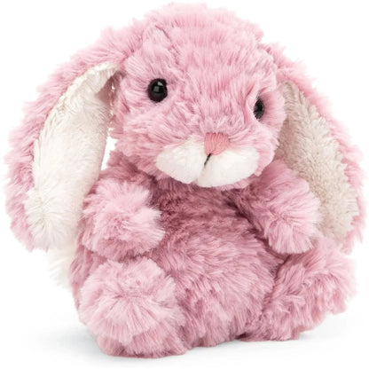 Soft Yummy Bunny Tulip Pink Jellycat plush toy with floppy ears and a gentle expression, perfect for cuddling.
