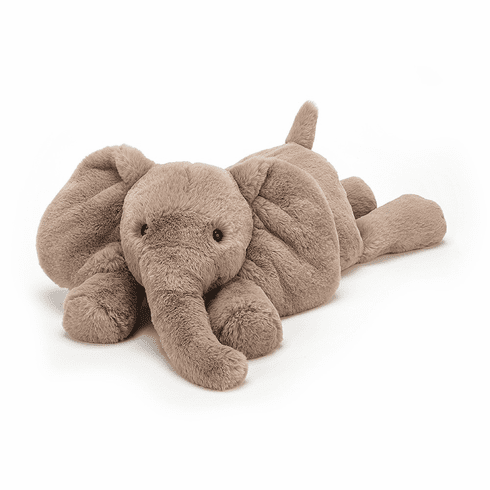 Soft Jellycat Smudge Elephant toy, featuring floppy ears and a cuddly body, perfect for playtime and cuddles.